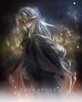  braid cloak dark_souls_3 fire_keeper long_hair mask oro_(sumakaita) silver_hair single_braid solo souls_(from_software) very_long_hair 