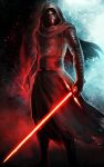  1boy cape energy_sword glowing glowing_weapon helmet highres hood kylo_ren lazur_(piccsh) lightsaber mask md5_mismatch science_fiction sith solo star_wars star_wars:_the_force_awakens sword weapon 