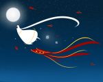  alternate_color artist_request cloth_fish flying highres journey moon night robe scarf sky star_(sky) starry_sky traveler 