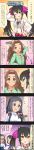  5koma artist_request black_eyes black_hair blush bow brown_eyes brown_hair character_name comic green_eyes hair_bow hair_ornament hair_ribbon hairclip highres idolmaster idolmaster_cinderella_girls kusakabe_wakaba long_hair long_image matoba_risa multiple_girls official_art one_eye_closed oonuma_kurumi ribbon sasaki_chie short_hair smile tall_image tears translated twintails wavy_mouth yellow_eyes 