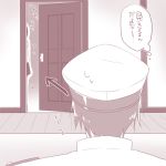  1boy 1girl admiral_(kantai_collection) back check_translation comic directional_arrow doorknob doorway hat indoors kantai_collection lowres military military_hat military_uniform minami_(apricot_tea) monochrome natori_(kantai_collection) open_door peaked_cap short_hair translated uniform 