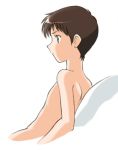  1boy brown_hair ebi-rom ikari_shinji lowres male_focus neon_genesis_evangelion shirtless short_hair solo white_background 