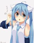  1girl animal_ears aqua_eyes aqua_hair cat_ears cherii_(cherry_sister) detached_sleeves hatsune_miku long_hair necktie open_mouth paw_pose simple_background solo twintails twitter_username upper_body vocaloid 