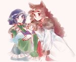  2girls animal_ears baby blue_eyes blue_hair blush brown_eyes brown_hair fish_girl fish_tail happy_tears if_they_mated imaizumi_kagerou ips_cells long_hair multiple_girls orz_(kagewaka) short_hair tail tears touhou wakasagihime wolf_ears wolf_tail yuri 