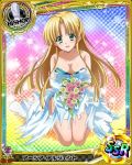  1girl artist_request asia_argento bishop_(chess) blonde_hair bouquet bride card_(medium) character_name chess_piece flower green_eyes high_school_dxd jewelry necklace official_art solo torn_clothes trading_card underwear 