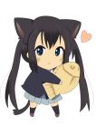  1girl absurdres animal_ears black_hair blue_eyes cat_ears cat_tail chibi heart highres k-on! nakano_azusa open_mouth school_uniform tagme tail the_regulater 