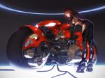  1girl bent_over bodysuit motor_vehicle motorcycle original science_fiction solo sunkist vehicle 