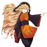  1girl absurdres blonde_hair chinese_clothes haruto_(hirokazu1001) hat highres junko_(touhou) long_hair red_eyes solo touhou very_long_hair white_background wide_sleeves 