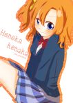  blue_eyes blush kousaka_honoka lovelive!_school_idol_project orange_hair seifuku short_hair smileside_ponytail 