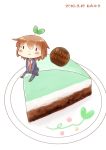  1girl 2016 :&lt; artist_name birthday birthday_cake blush_stickers brown_hair cake commentary dated food hinata_yuu kantai_collection minigirl necktie pantyhose plate short_hair sitting solo sprout_on_head wakaba_(kantai_collection) 