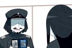  admiral_suwabe black_hair book epaulettes facial_hair goatee hairlocs hat hidden_eyes holding holding_book kantai_collection kei-suwabe long_hair manga_(object) military military_hat military_uniform mustache open_mouth peaked_cap ru-class_battleship shaded_face shinkaisei-kan surprised sweat translation_request trembling uniform 