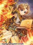  1boy blonde_hair blue_eyes book company_name fire fire_emblem fire_emblem:_shin_monshou_no_nazo fire_emblem_cipher fumi_(butakotai) jewelry official_art ring solo yubello 