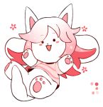  :3 alternate_color blush_stickers cherry_blossoms circle gradient_hair looking_at_viewer multicolored_hair no_humans paw_print paws pink_hair shirt simple_background smile striped striped_shirt t-shirt temmie undertale white_background 