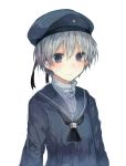  1girl blue_eyes dress hat kantai_collection sailor_dress sailor_hat short_hair silver_hair tanuma_(tyny) uniform z1_leberecht_maass_(kantai_collection) 