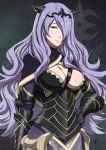  1girl armor artist_name breasts camilla_(fire_emblem_if) cleavage daniel_macgregor fire_emblem fire_emblem_if gloves hair_over_one_eye long_hair purple_hair violet_eyes 