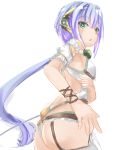  1girl blue_hair blush character_request copyright_request from_behind green_eyes himajin_(starmine) looking_back multicolored_hair ponytail purple_hair sketch two-tone_hair 