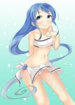  1girl bikini blue_eyes blue_hair kankitsunabe_(citrus) kantai_collection long_hair samidare_(kantai_collection) sarong smile swimsuit 