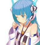  blue_eyes blue_hair gunslinger_stratos headset minakata_kumi necktie yuuki_(irodo_rhythm) 