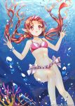  1girl bikini brown_hair coral dungeon_and_fighter long_hair pointy_ears red_eyes swimsuit trianon twintails underwater 