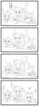  4koma amatsukaze_(kantai_collection) comic dress eating hair_tubes hairband headgear highres kantai_collection long_hair monochrome rensouhou-chan sailor_dress samara shimakaze_(kantai_collection) short_hair tagme yukikaze_(kantai_collection) 