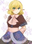  &gt;:( 1girl blonde_hair dress flower frown green_eyes mizuhashi_parsee pointy_ears shaded_face solo tama_(hiroshige_36) touhou upper_body 