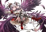  1girl bandages drill_hair granblue_fantasy idolmaster idolmaster_cinderella_girls kanzaki_ranko kitiku long_hair open_mouth red_eyes silver_hair simple_background solo twin_drills two_side_up wings 