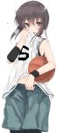  1girl absurdres basketball basketball_uniform brown_eyes brown_hair highres kantai_collection nao_(qqqbb) sportswear taihou_(kantai_collection) 