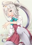  1girl asashimo_(kantai_collection) egg hair_over_one_eye hat ichikawa_feesu kantai_collection long_hair open_mouth ponytail school_uniform silver_hair skirt 