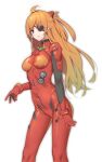  1girl blue_eyes breasts brown_hair closed_mouth commentary dated_commentary eyepatch highres hop3 long_hair looking_at_viewer medium_breasts neon_genesis_evangelion o orange_hair simple_background solo souryuu_asuka_langley white_background 