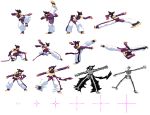  1girl bangs bare_shoulders belt bracelet breasts capcom detached_sleeves drill_hair fingerless_gloves gloves halter_top halterneck han_juri jewelry pixel_art sideboob special_moves spiked_bracelet spikes sprite_sheet street_fighter street_fighter_iv super_street_fighter_iv twin_drills 