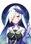  1girl bangs blackbamboo character_request collarbone fate/grand_order fate_(series) hair_over_one_eye long_hair looking_at_viewer shadow solo upper_body violet_eyes 