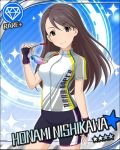  black_hair blue_eyes blush character_name dress idolmaster idolmaster_cinderella_girls long_hair nishikawa_honami smile stars sunglasses 