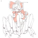  2girls animal_ears buttons chiyoshi_(sevendw) dress frilled_dress frills h hair_ribbon insect_girl kurodani_yamame looking_at_viewer minigirl mouse_ears mouse_tail multiple_girls nazrin ribbon spider_girl spider_legs tail touhou 