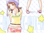 ama_mitsuki beanie belt brown_eyes brown_hair fashion hat hirasawa_yui k-on! midriff shorts solo star