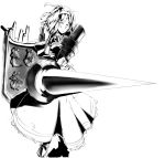  alice_margatroid armor armored_dress bad_id hairband highres lance monochrome polearm shamo shield touhou weapon 