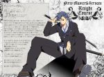  blue_hair formal male shin'ya_(nanp) shinya_(nanpp) suit sword translation_request weapon 