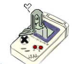  bare_shoulders expressionless hair_over_one_eye heart nintendo_gameboy pixel_art sadako simple_background solo the_ring very_long_hair 