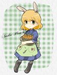  animal_ears apron blonde_hair bunny_ears carrot green_eyes kiko_(strategist) rabbit_ears short_hair strike_witches 