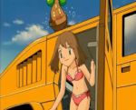  1girl bikini bonsly haruka_(pokemon) pokemon pokemon_(creature) screencap swimsuit 