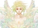  bare_shoulders green_eyes green_hair gumi ine ine_(namichidori) short_hair solo vocaloid wings 