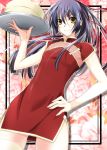  bad_id black_hair china_dress chinadress chinese_clothes crossdressing crossdressinging fingernails long_hair macross macross_frontier male momoco nails saotome_alto side_slit smile solo thigh-highs thighhighs trap yellow_eyes zettai_ryouiki 