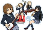  akiyama_mio bachi flute hirasawa_yui iefukurou instrument k-on! koto_(instrument) kotobuki_tsumugi multiple_girls pantyhose plectrum school_uniform shamisen shamisen_(instrument) taiko_drum tainaka_ritsu 