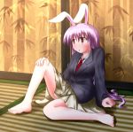  baerun barefoot blazer blush bunny_ears feet long_hair necktie purple_hair rabbit_ears red_eyes reisen_udongein_inaba skirt touhou 