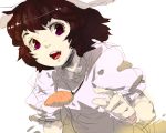  1girl :d brown_hair inaba_tewi open_mouth red_eyes short_hair smile solo tlman touhou 
