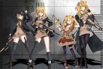  4girls assault_rifle blonde_hair blue_eyes character_request copyright_request gun highres multiple_girls one_eye_closed open_mouth rifle smile tagme weapon weapon_request 