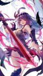  achan_(blue_semi) granblue_fantasy jeanne_d&#039;arc_(granblue_fantasy) purple_hair red_eyes skirt sword weapon 