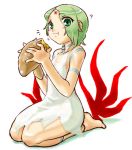  1girl breath_of_fire breath_of_fire_v dr.p dress facial_mark full_body_tattoo green_eyes green_hair lowres nina_(breath_of_fire_v) red_wings short_hair solo tattoo wings 