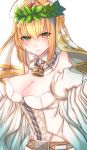  1girl ahoge belt blonde_hair breasts chain cleavage fate/extra fate/extra_ccc fate/grand_order fate_(series) green_eyes large_breasts lock saber_bride saber_extra shisei_(kyuushoku_banchou) veil 