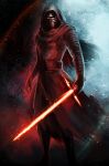  1boy cape energy_sword helmet hood kylo_ren lazur_(piccsh) lightsaber looking_at_viewer mask science_fiction sith solo star_wars star_wars:_the_force_awakens sword weapon 