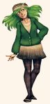  1girl full_body green_eyes green_hair hat highres kochiya_sanae moonywitcher skirt smile solo touhou 